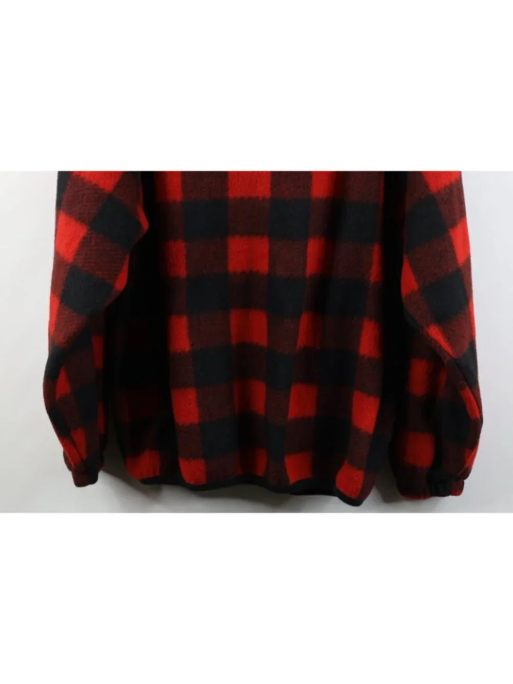 Vintage 90s Streetwear Mens Medium Faded Buffalo Plaid Fleece 1/4 Zip Sweater